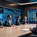 디지털 자산 투자 기술 - **Prompt 1: Institutional Confidence in Digital Assets**
    A group of diverse, professionally dres...