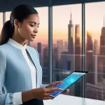 재테크 기술 특허 동향 - **Prompt 1: Personalized AI Financial Assistant**
    "A young, diverse professional, elegantly dres...