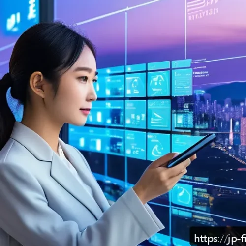 암호화폐 트렌드 분석 - A futuristic digital finance scene showing diverse DeFi platforms in action: sleek holographic inter...