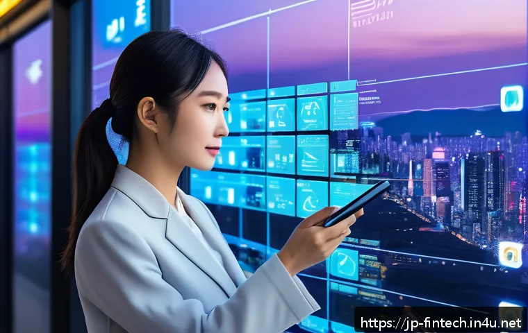 암호화폐 트렌드 분석 - A futuristic digital finance scene showing diverse DeFi platforms in action: sleek holographic inter...